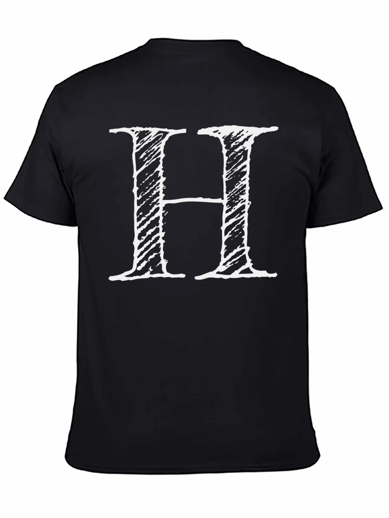 Letter H Oversize Hand-drawn Writing Unisex Casual T-Shirt – Clean Design For Daily Comfort