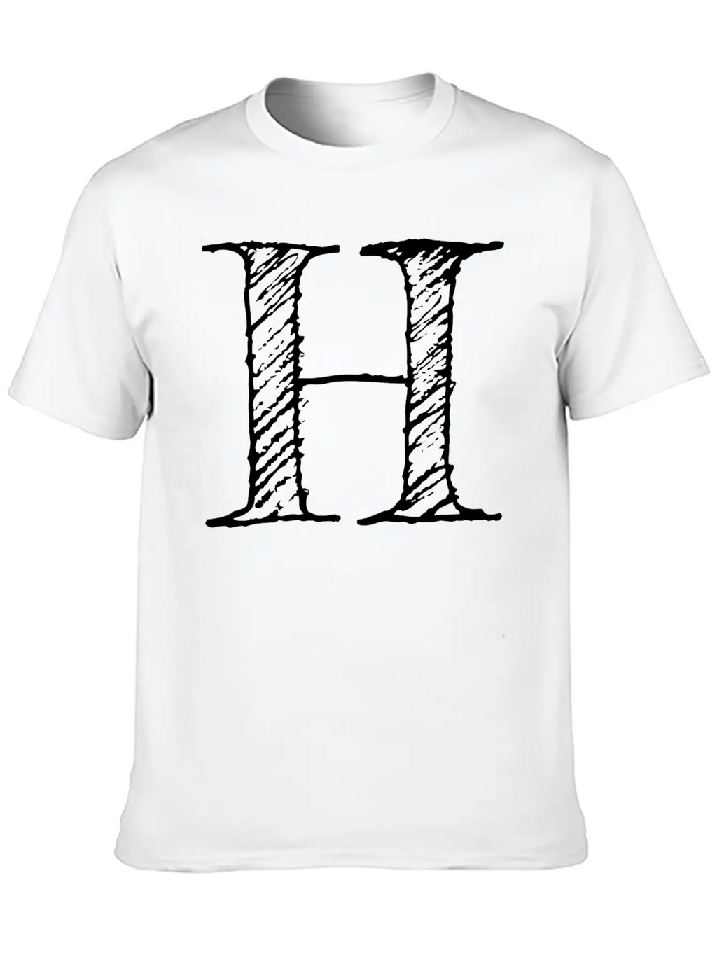 Letter H Oversize Hand-drawn Writing Unisex Casual T-Shirt – Clean Design For Daily Comfort