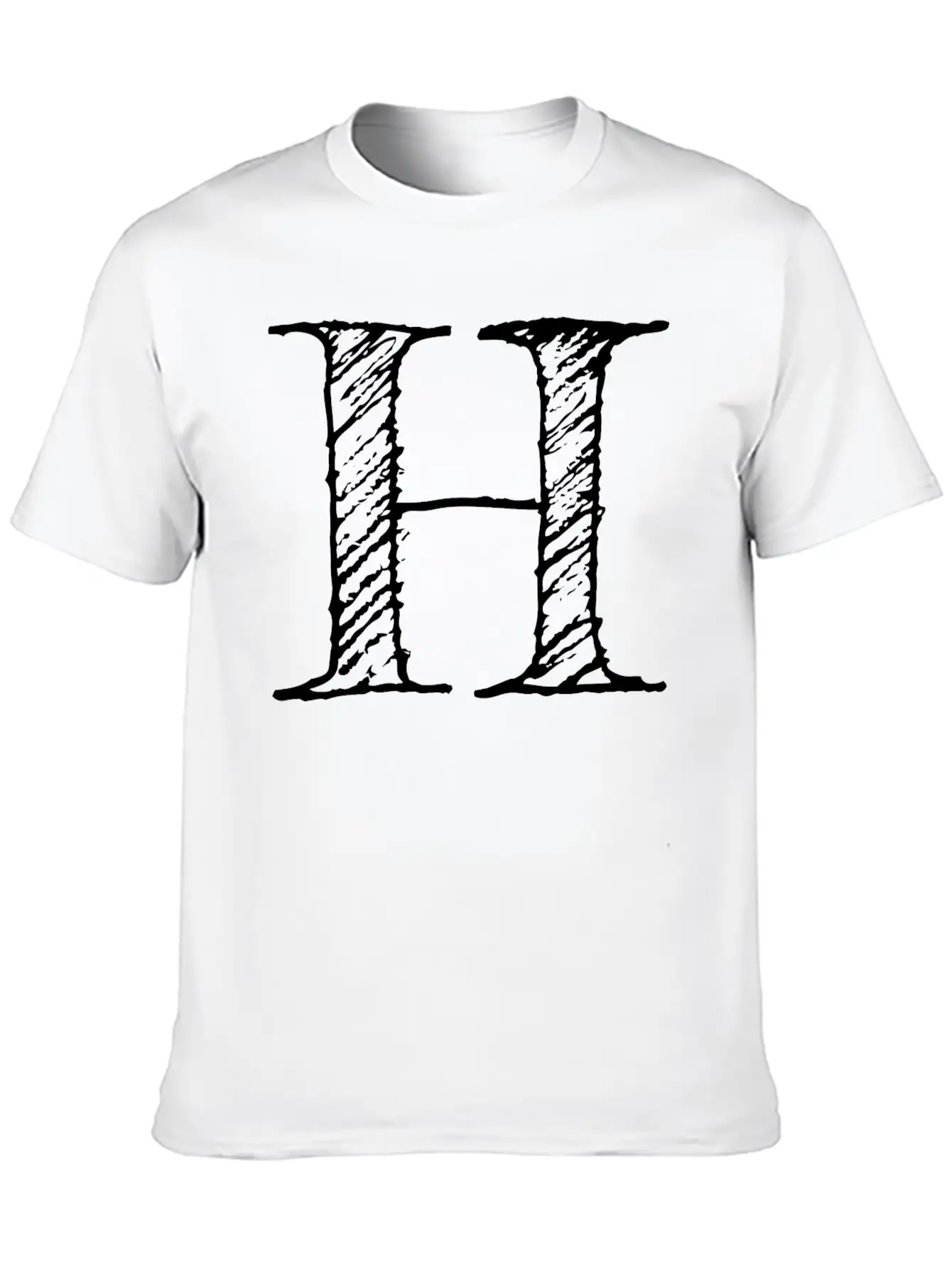 Letter H Oversize Hand-drawn Writing Unisex Casual T-Shirt – Clean Design For Daily Comfort