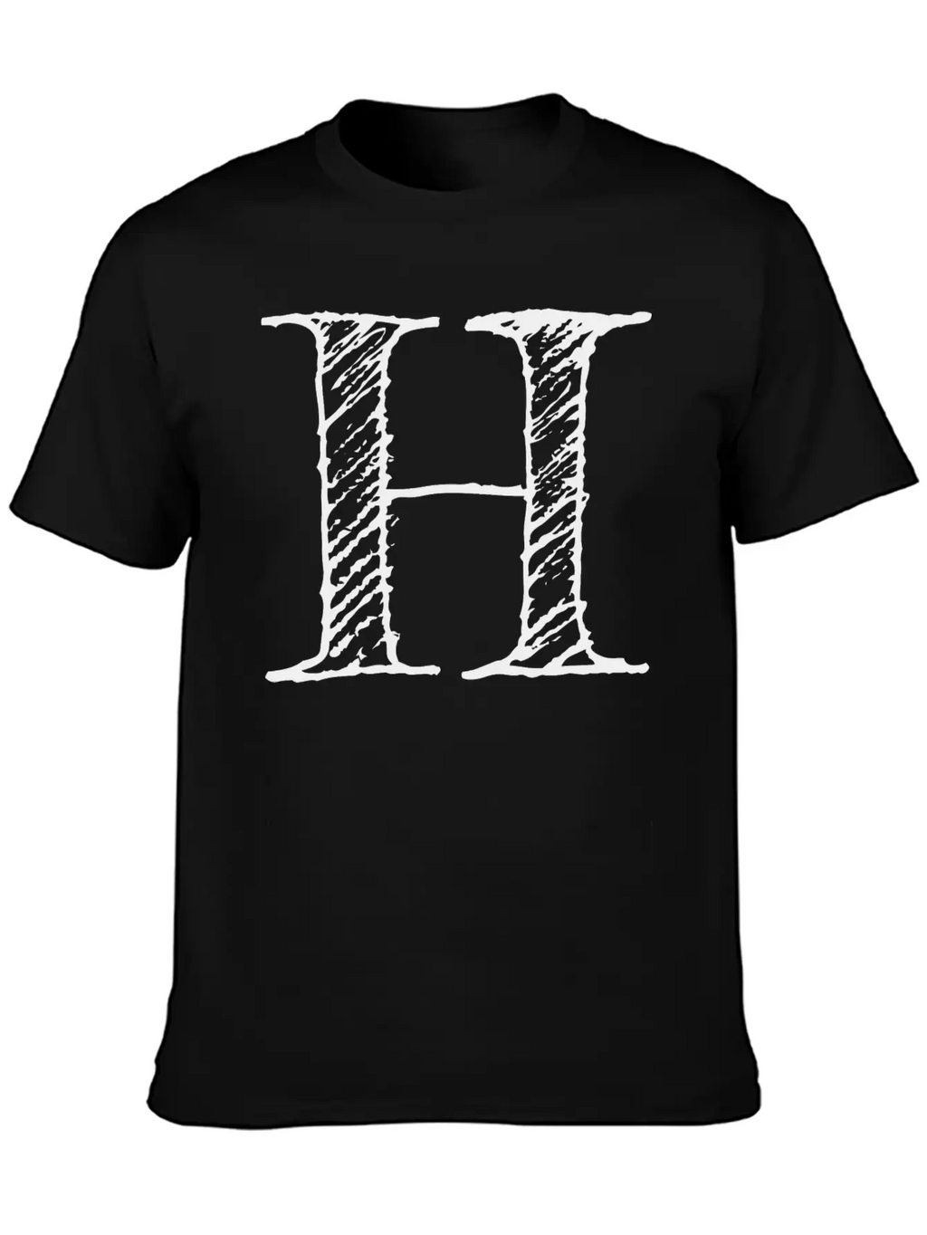 Letter H Oversize Hand-drawn Writing Unisex Casual T-Shirt – Clean Design For Daily Comfort