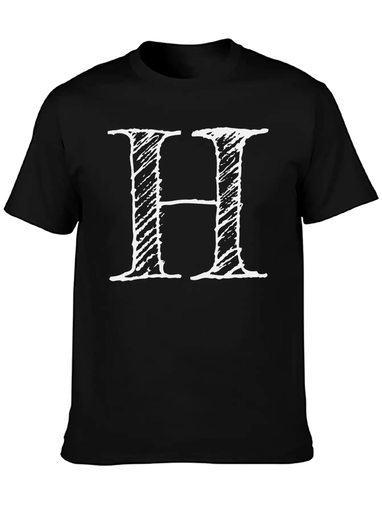 Letter H Oversize Hand-drawn Writing Unisex Casual T-Shirt – Clean Design For Daily Comfort