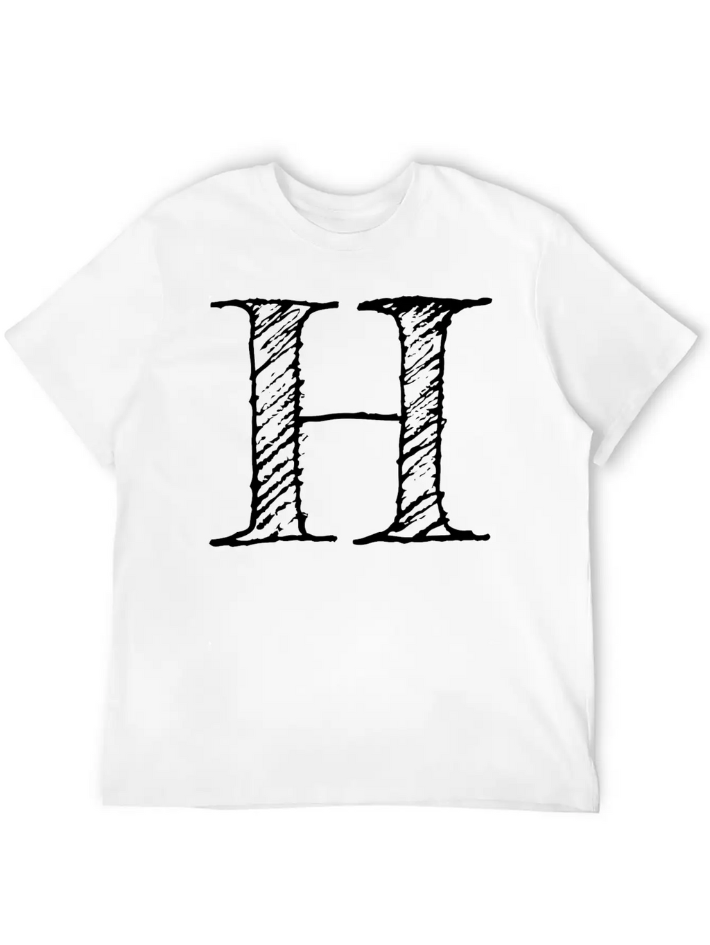 Letter H Oversize Hand-drawn Writing Unisex Casual T-Shirt – Clean Design For Daily Comfort