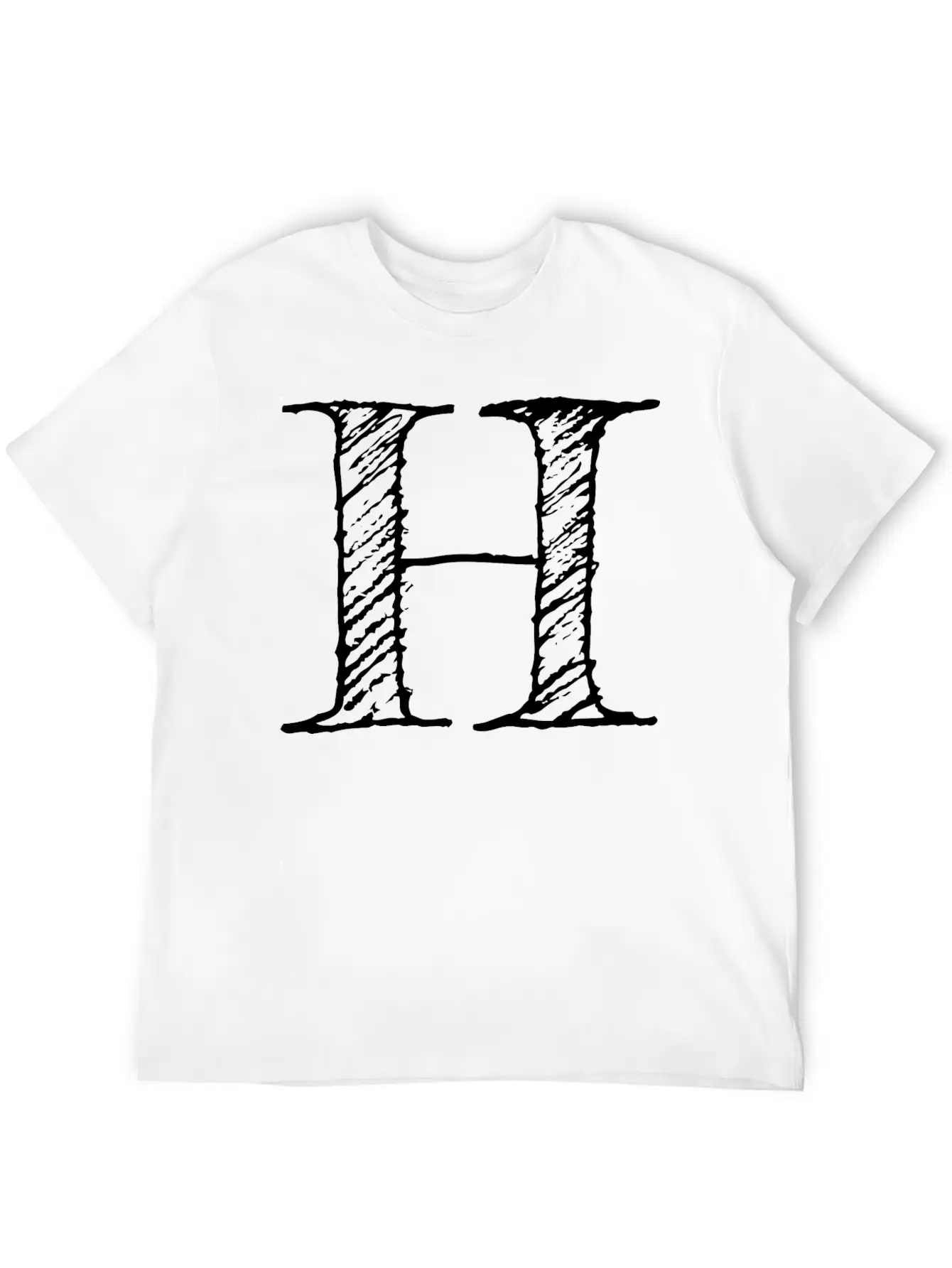Letter H Oversize Hand-drawn Writing Unisex Casual T-Shirt – Clean Design For Daily Comfort