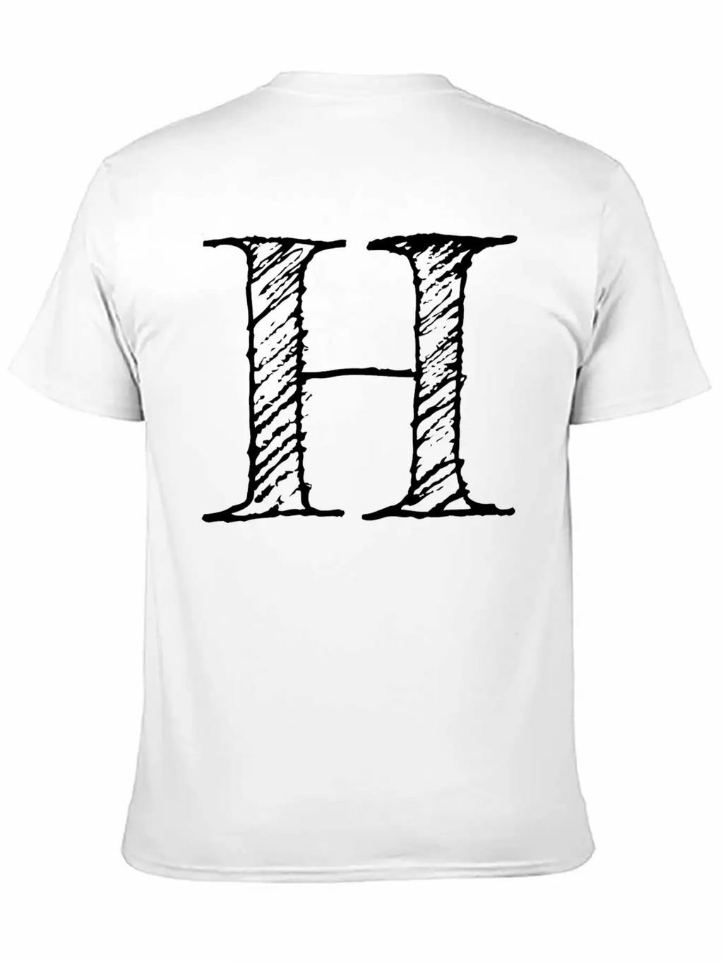 Letter H Oversize Hand-drawn Writing Unisex Casual T-Shirt – Clean Design For Daily Comfort