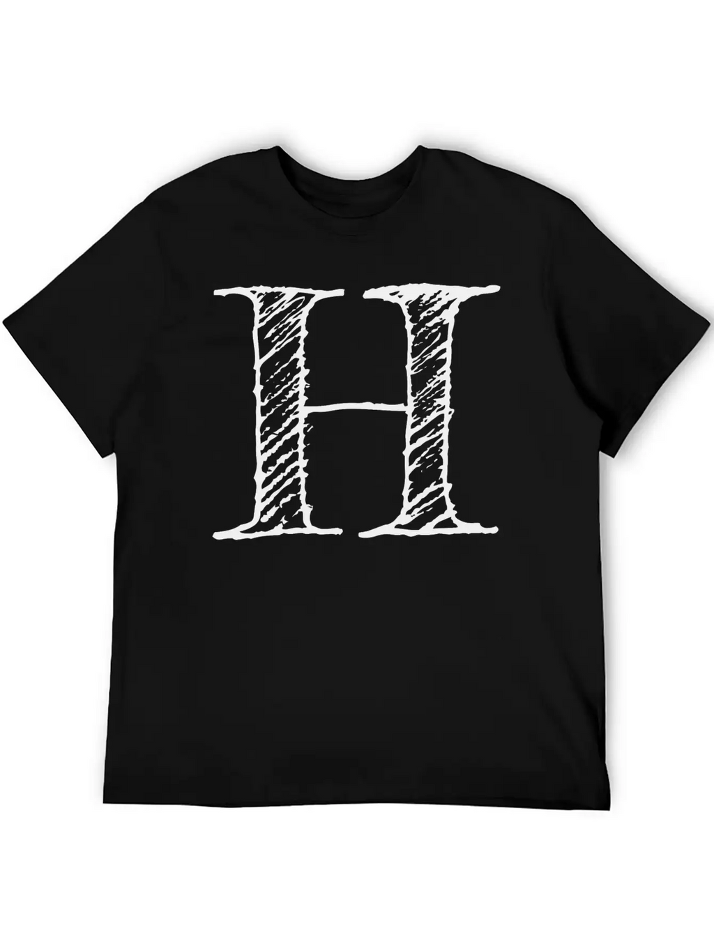 Letter H Oversize Hand-drawn Writing Unisex Casual T-Shirt – Clean Design For Daily Comfort