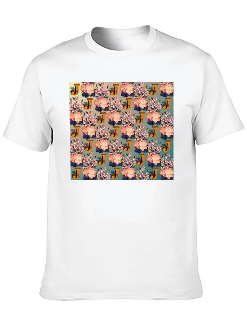 Letter J With Floral . Pattern Letter Unisex Casual T-Shirt – Clean Design For Daily Comfort