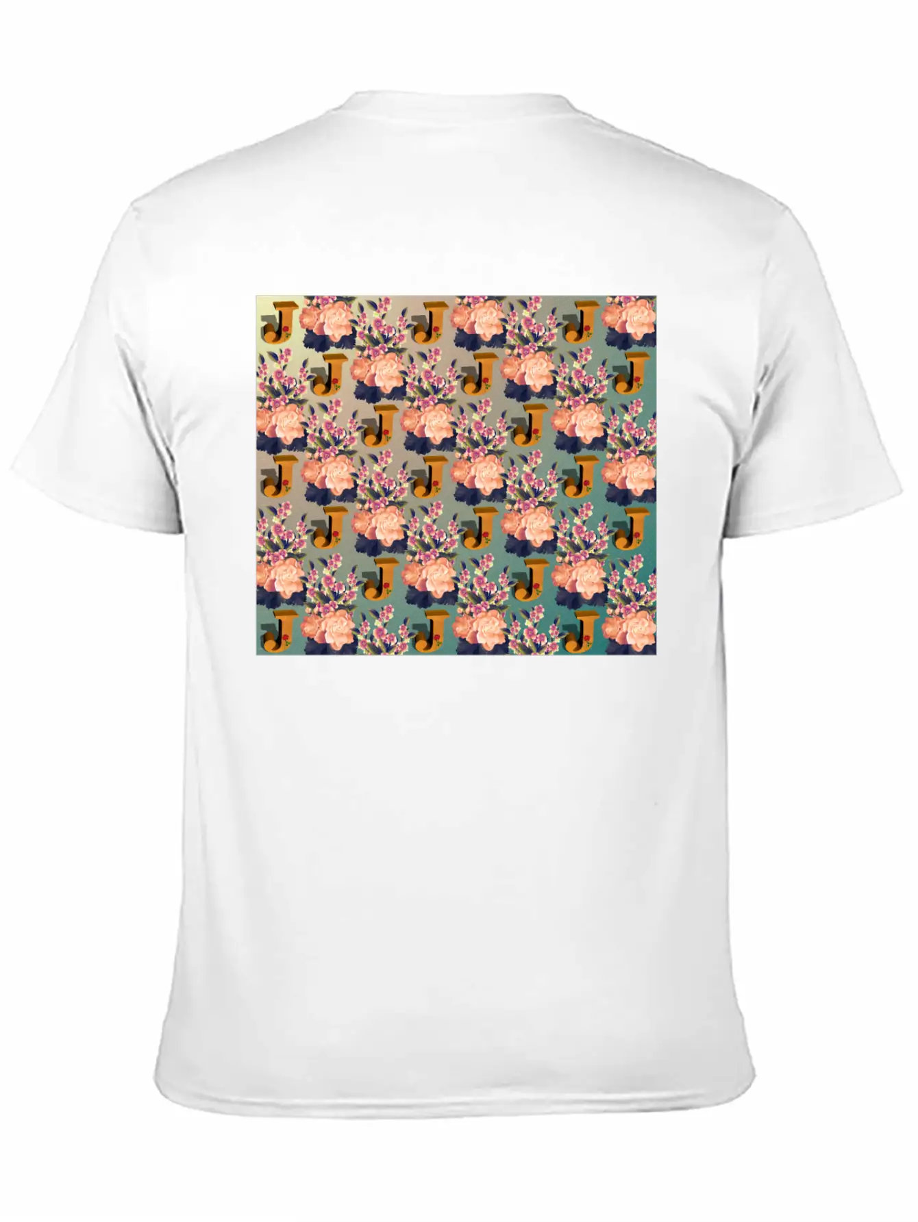 Letter J With Floral . Pattern Letter Unisex Casual T-Shirt – Clean Design For Daily Comfort