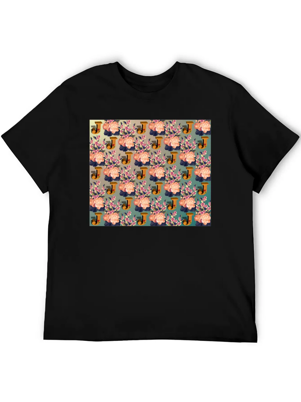 Letter J With Floral . Pattern Letter Unisex Casual T-Shirt – Clean Design For Daily Comfort