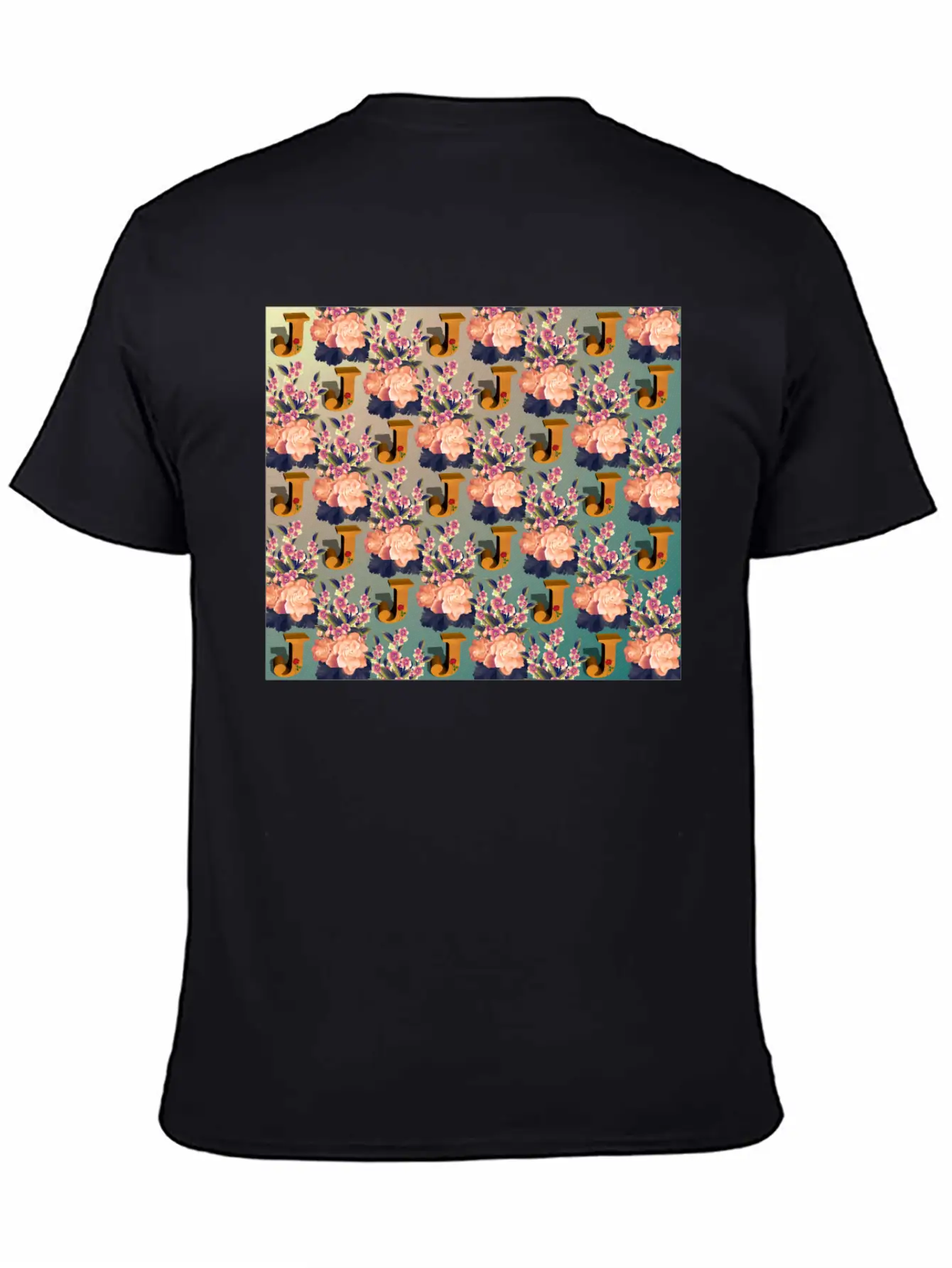 Letter J With Floral . Pattern Letter Unisex Casual T-Shirt – Clean Design For Daily Comfort