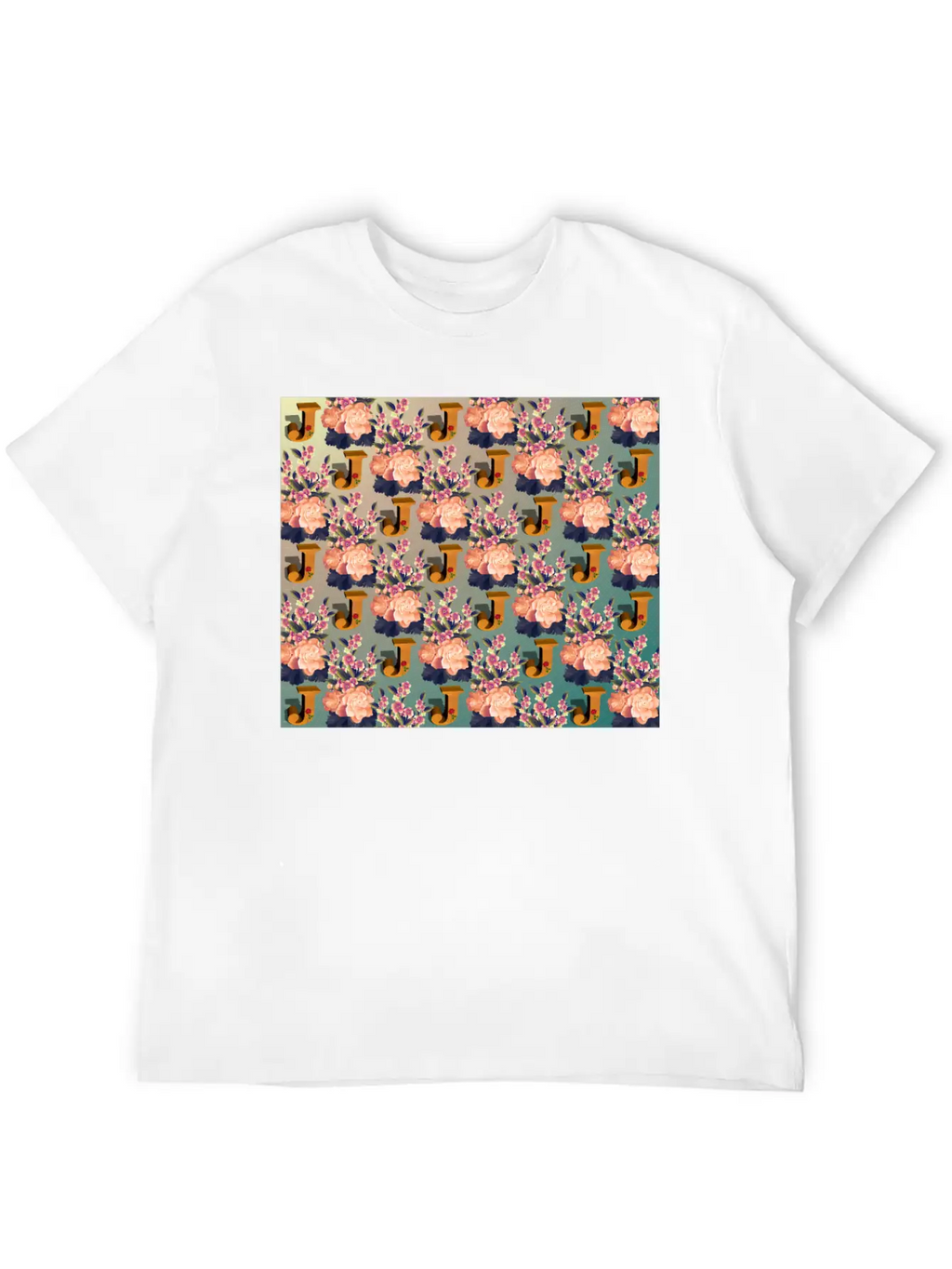 Letter J With Floral . Pattern Letter Unisex Casual T-Shirt – Clean Design For Daily Comfort