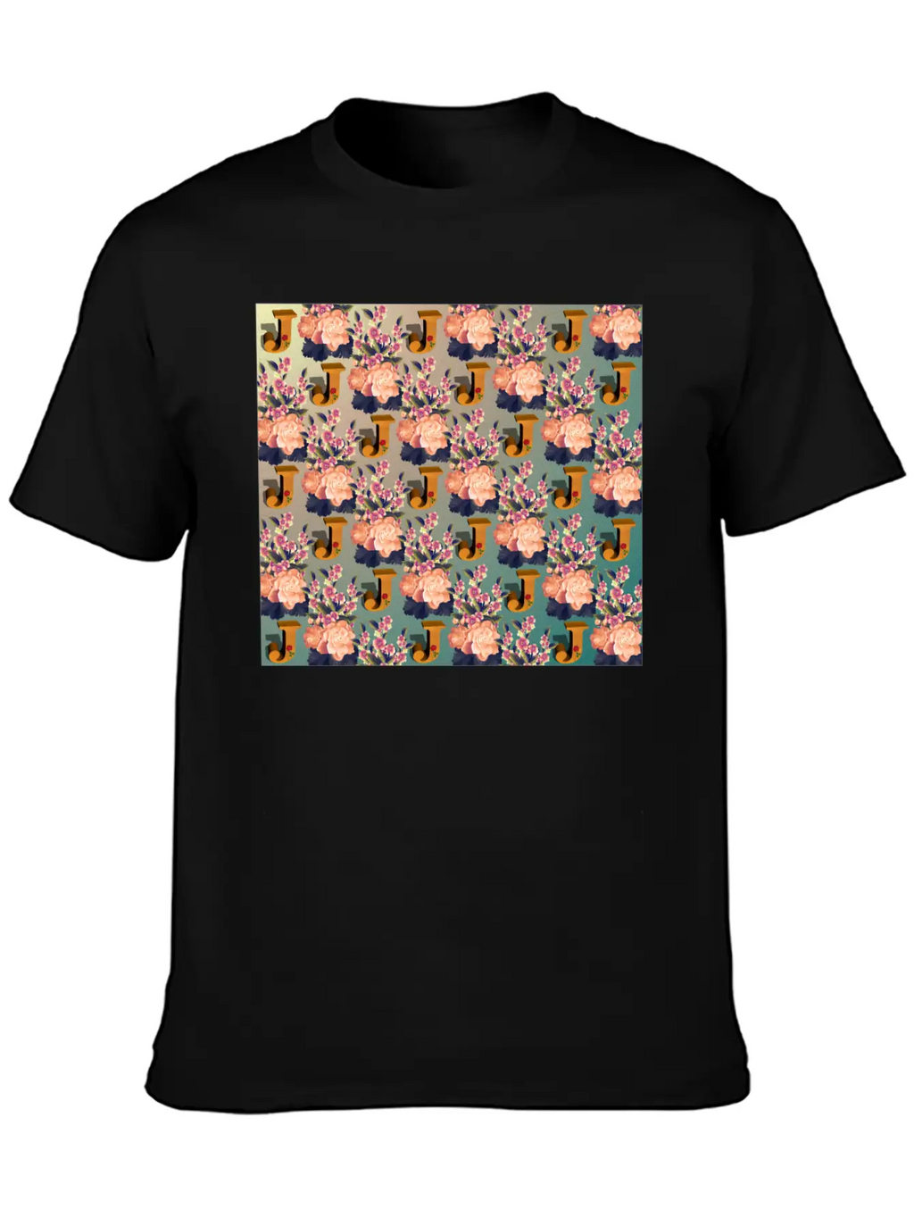 Letter J With Floral . Pattern Letter Unisex Casual T-Shirt – Clean Design For Daily Comfort