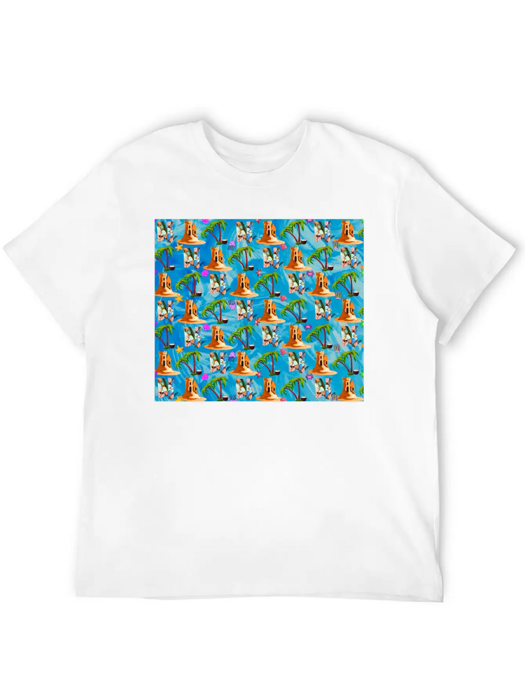 Letter N With Sea . Pattern Letter Stylish Everyday T-Shirt – Unisex Basic Cotton Tee