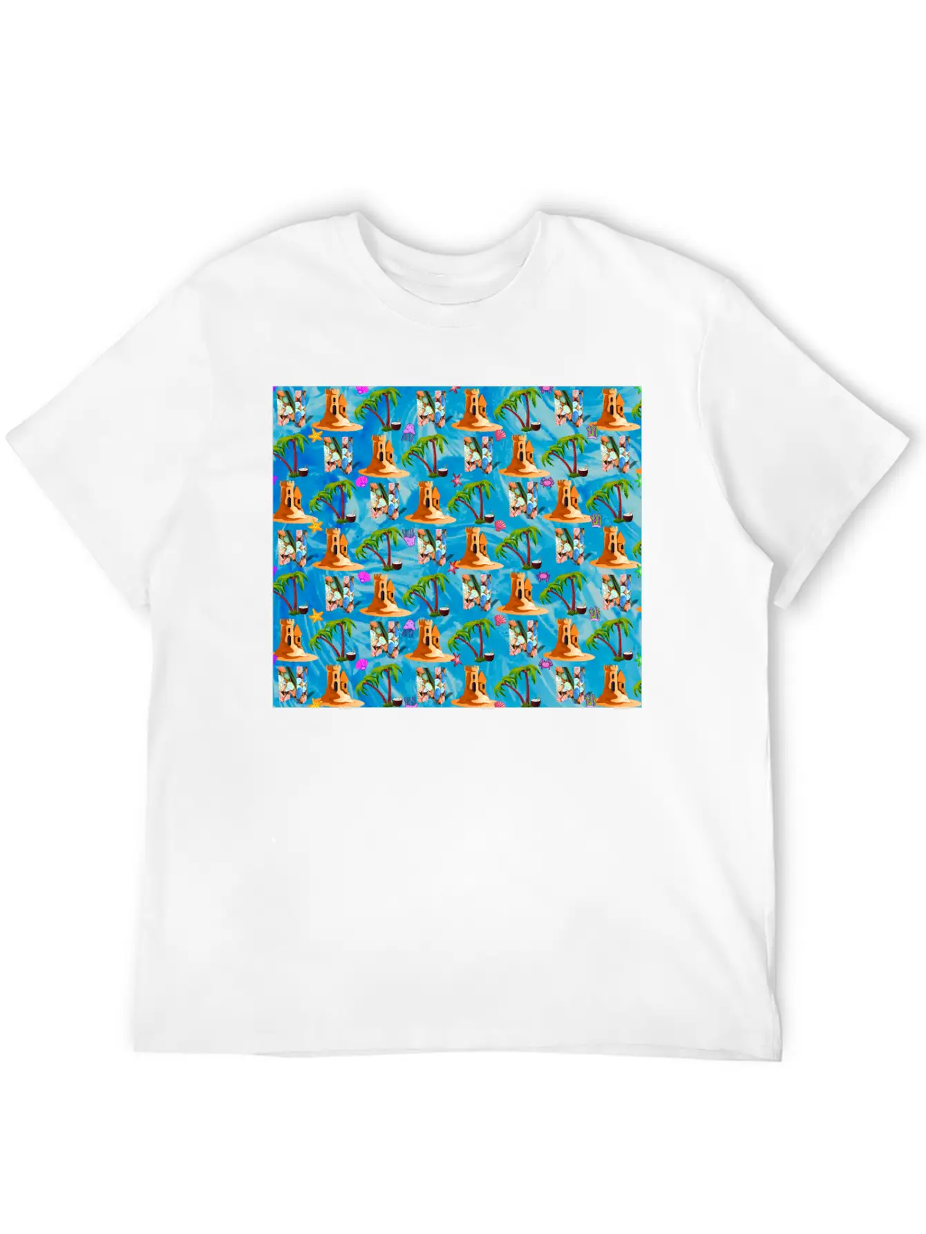 Letter N With Sea . Pattern Letter Stylish Everyday T-Shirt – Unisex Basic Cotton Tee