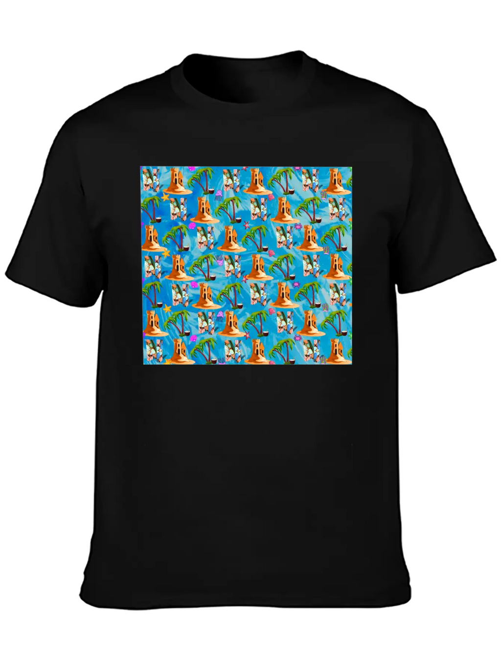 Letter N With Sea . Pattern Letter Stylish Everyday T-Shirt – Unisex Basic Cotton Tee