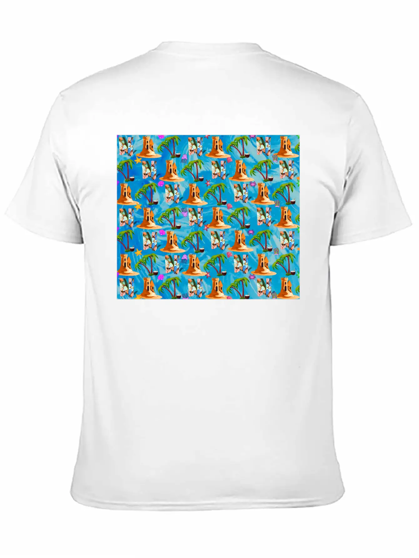 Letter N With Sea . Pattern Letter Stylish Everyday T-Shirt – Unisex Basic Cotton Tee