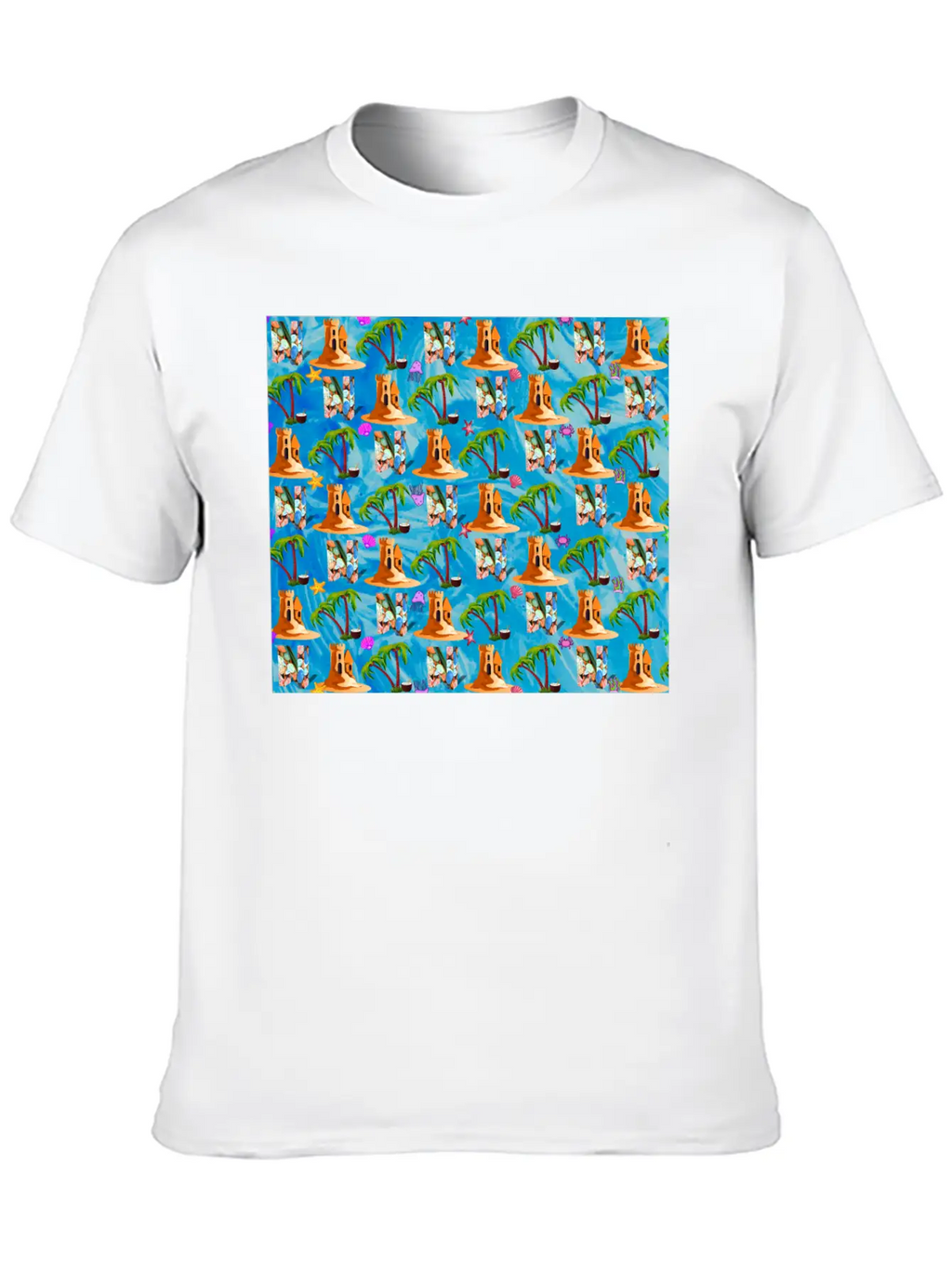 Letter N With Sea . Pattern Letter Stylish Everyday T-Shirt – Unisex Basic Cotton Tee
