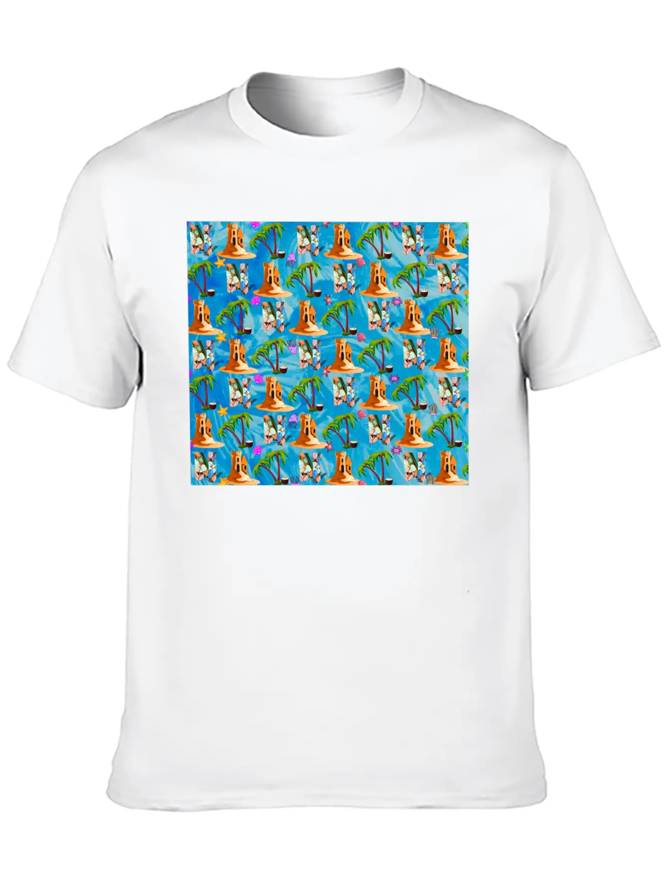 Letter N With Sea . Pattern Letter Stylish Everyday T-Shirt – Unisex Basic Cotton Tee