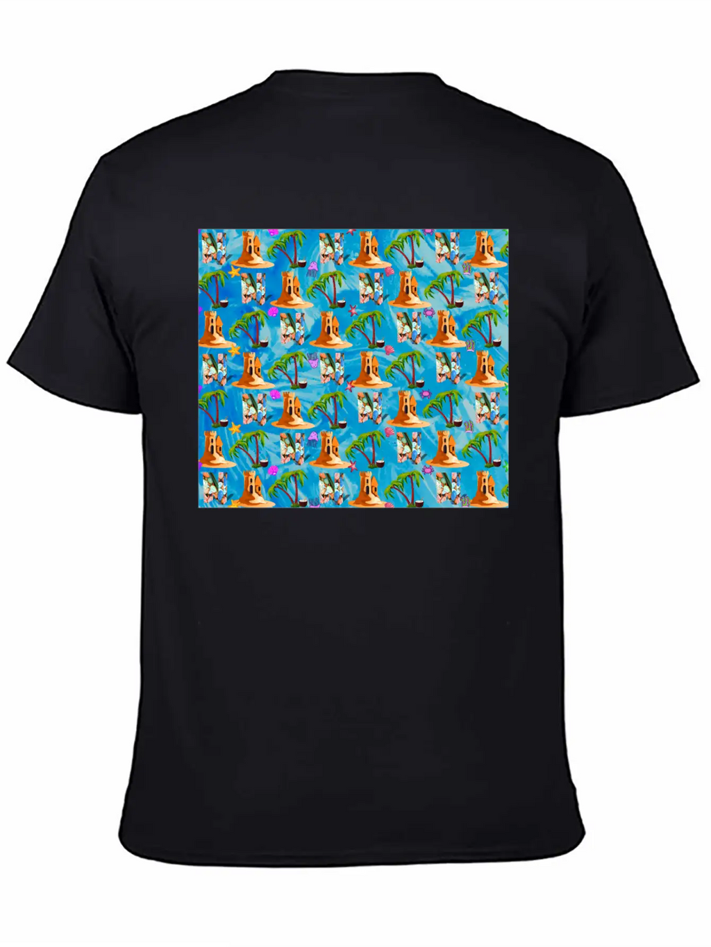 Letter N With Sea . Pattern Letter Stylish Everyday T-Shirt – Unisex Basic Cotton Tee