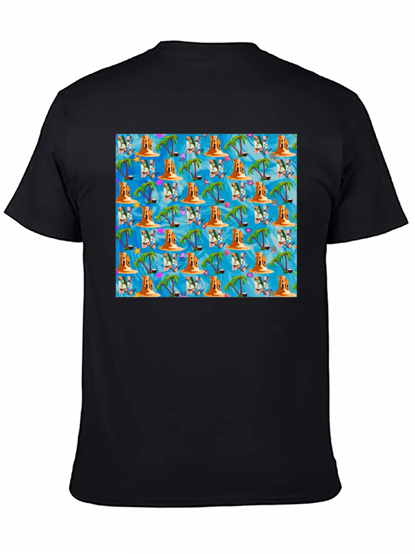Letter N With Sea . Pattern Letter Stylish Everyday T-Shirt – Unisex Basic Cotton Tee