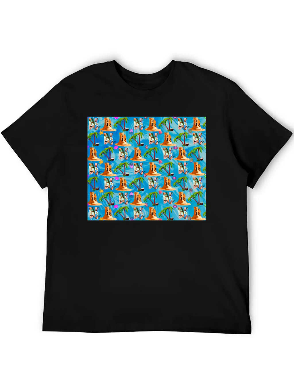 Letter N With Sea . Pattern Letter Stylish Everyday T-Shirt – Unisex Basic Cotton Tee