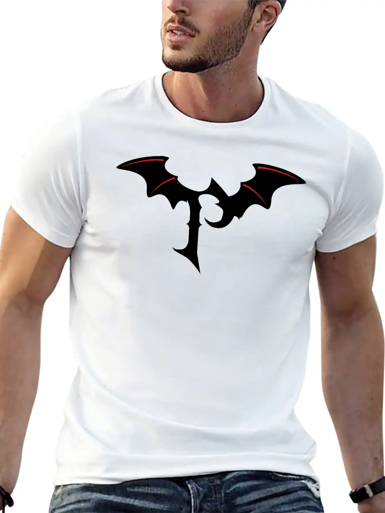 Letter P Gothic Bat Unisex Casual T-Shirt – Clean Design For Daily Comfort