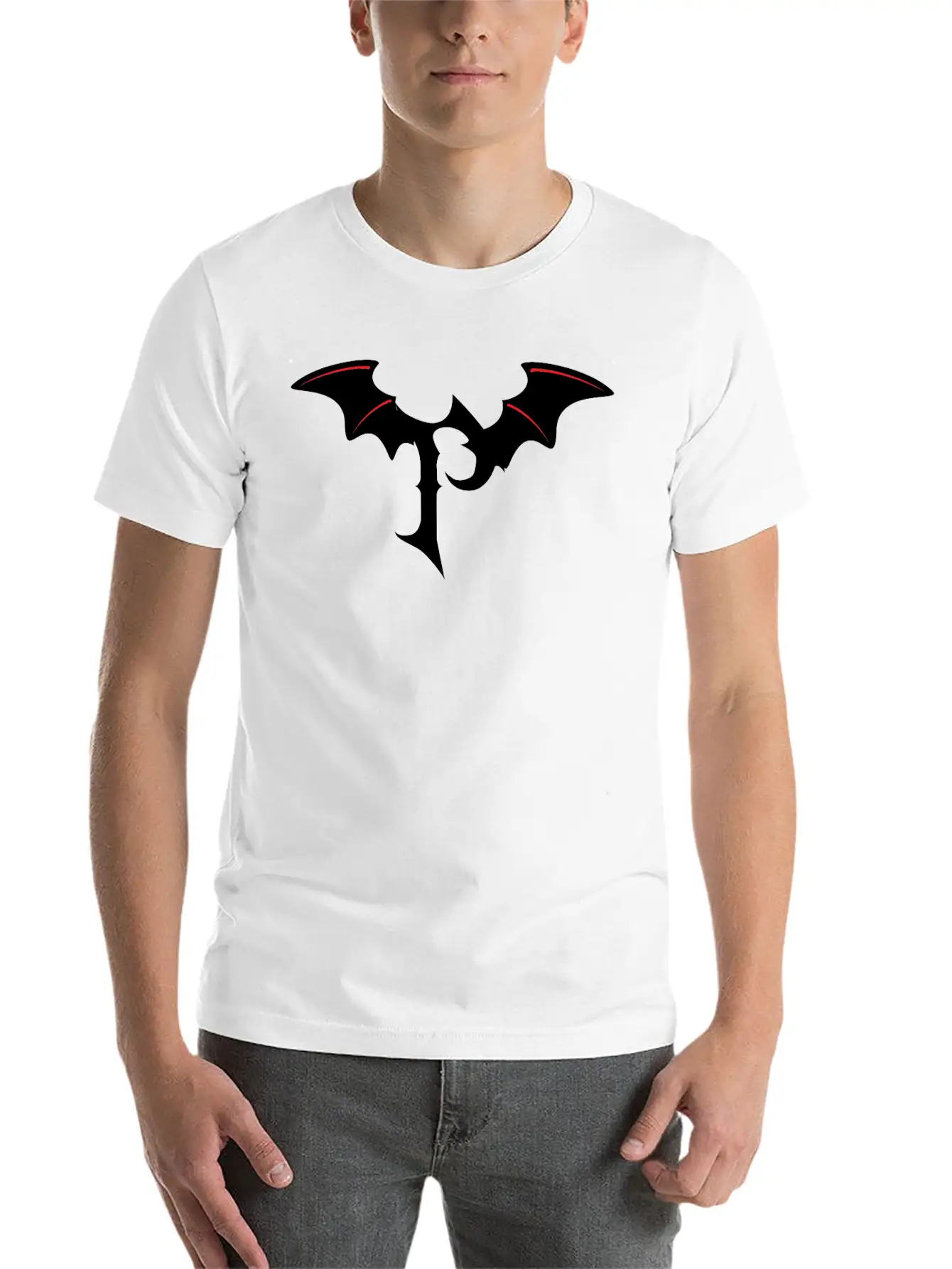 Letter P Gothic Bat Unisex Casual T-Shirt – Clean Design For Daily Comfort
