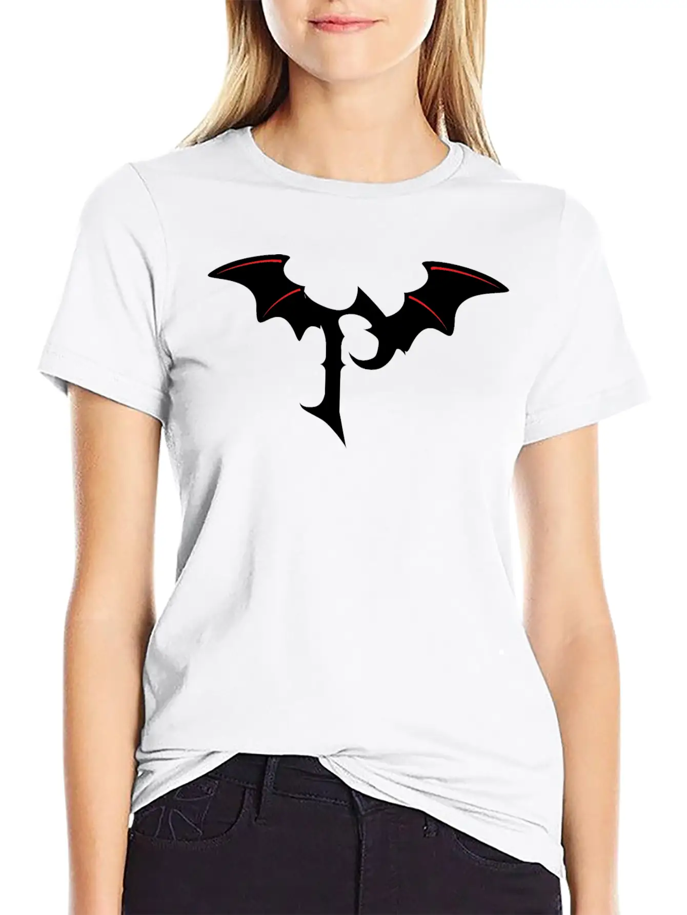 Letter P Gothic Bat Unisex Casual T-Shirt – Clean Design For Daily Comfort
