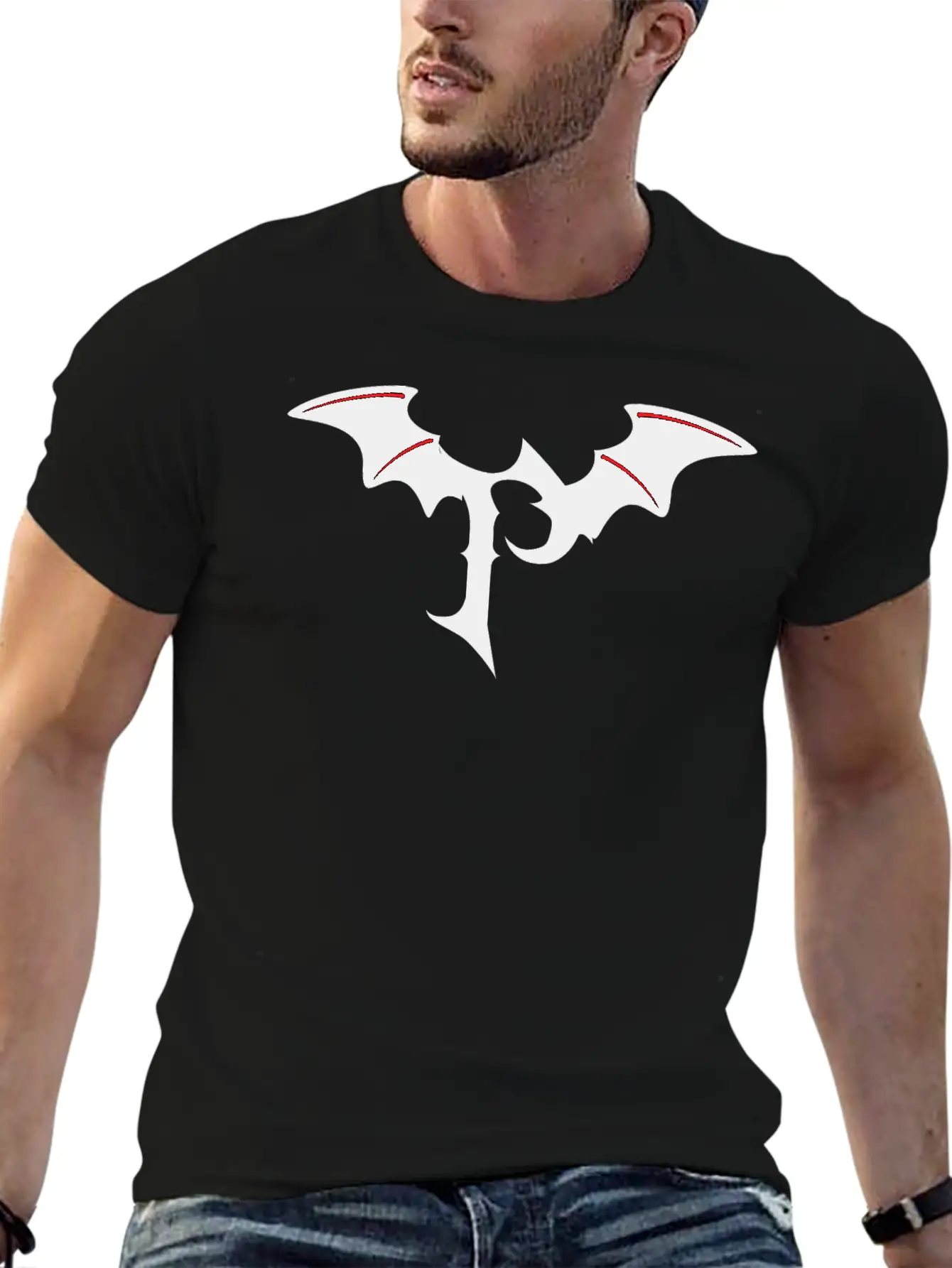 Letter P Gothic Bat Unisex Casual T-Shirt – Clean Design For Daily Comfort