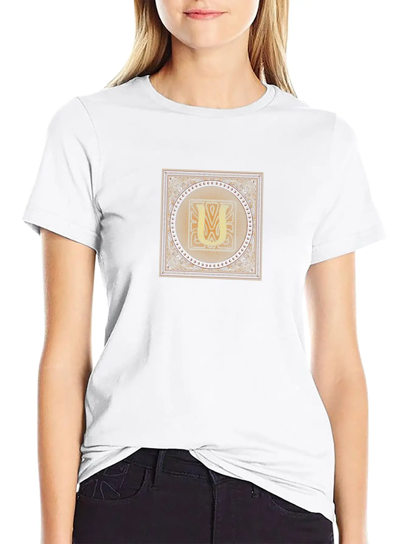 Letter U Monogram Stylish Everyday T-Shirt – Unisex Basic Cotton Tee