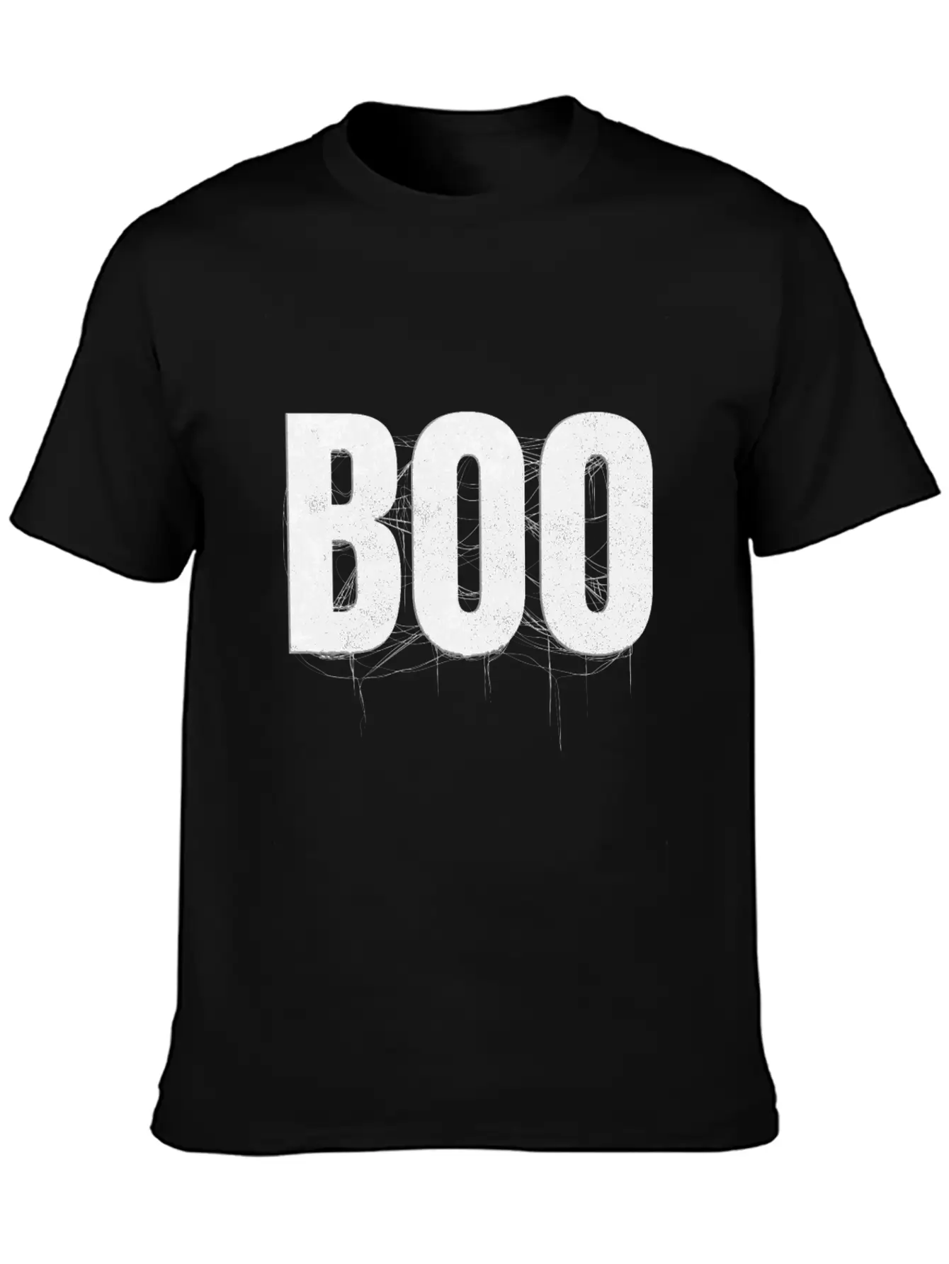 Letters Write The Word Boo With Spider Web On Essential Cotton Tee For Daily Outfits – Unisex Style