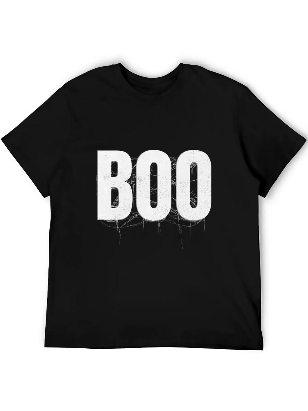 Letters Write The Word Boo With Spider Web On Essential Cotton Tee For Daily Outfits – Unisex Style