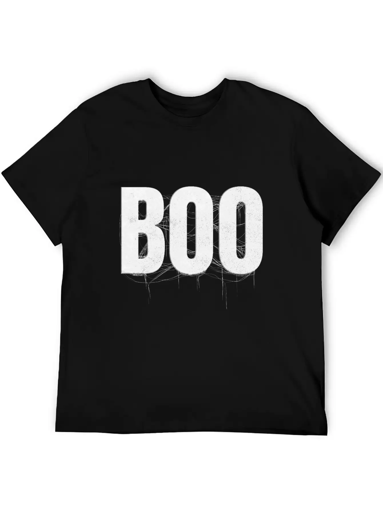 Letters Write The Word Boo With Spider Web On Essential Cotton Tee For Daily Outfits – Unisex Style