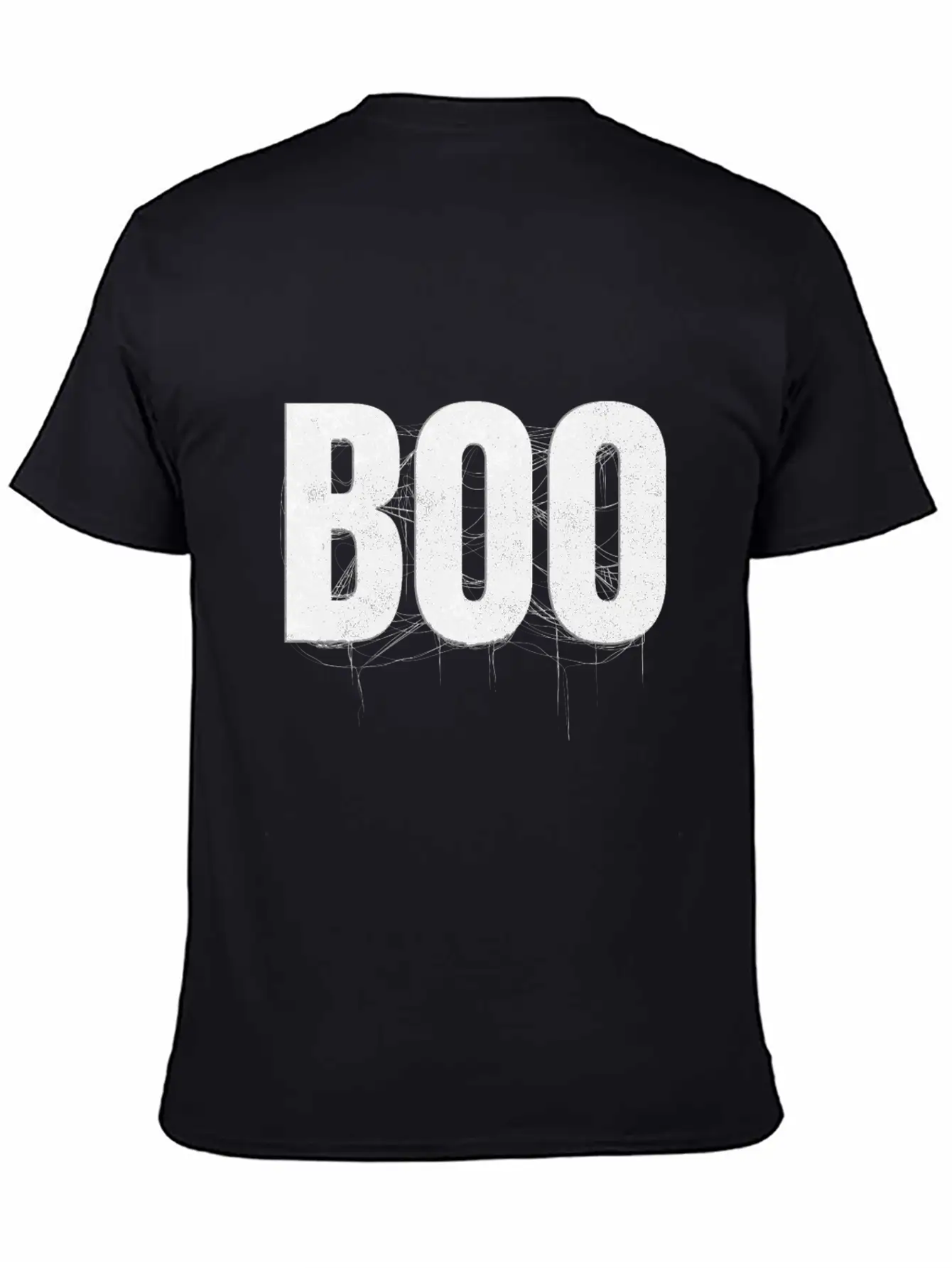 Letters Write The Word Boo With Spider Web On Essential Cotton Tee For Daily Outfits – Unisex Style