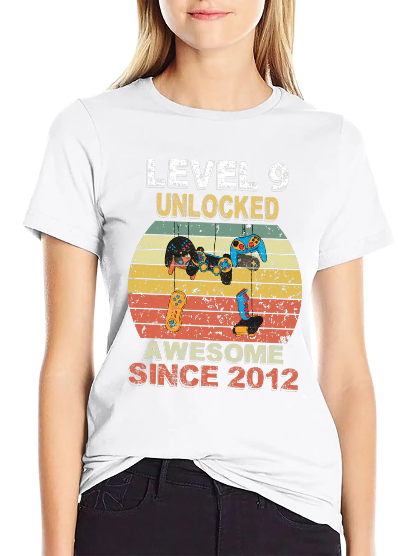 Level 9 Unlocked Awesome Since 2012 Video Game 9th Casual Graphic T-Shirt – Simple And Comfortable Daily Wear