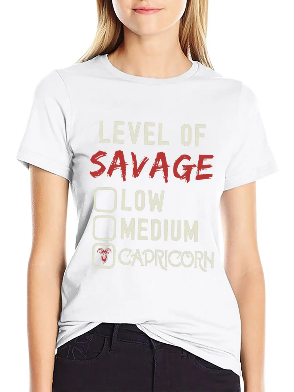 Level Of Savage Capricorn Funny Star Sign Unisex Casual T-Shirt – Clean Design For Daily Comfort