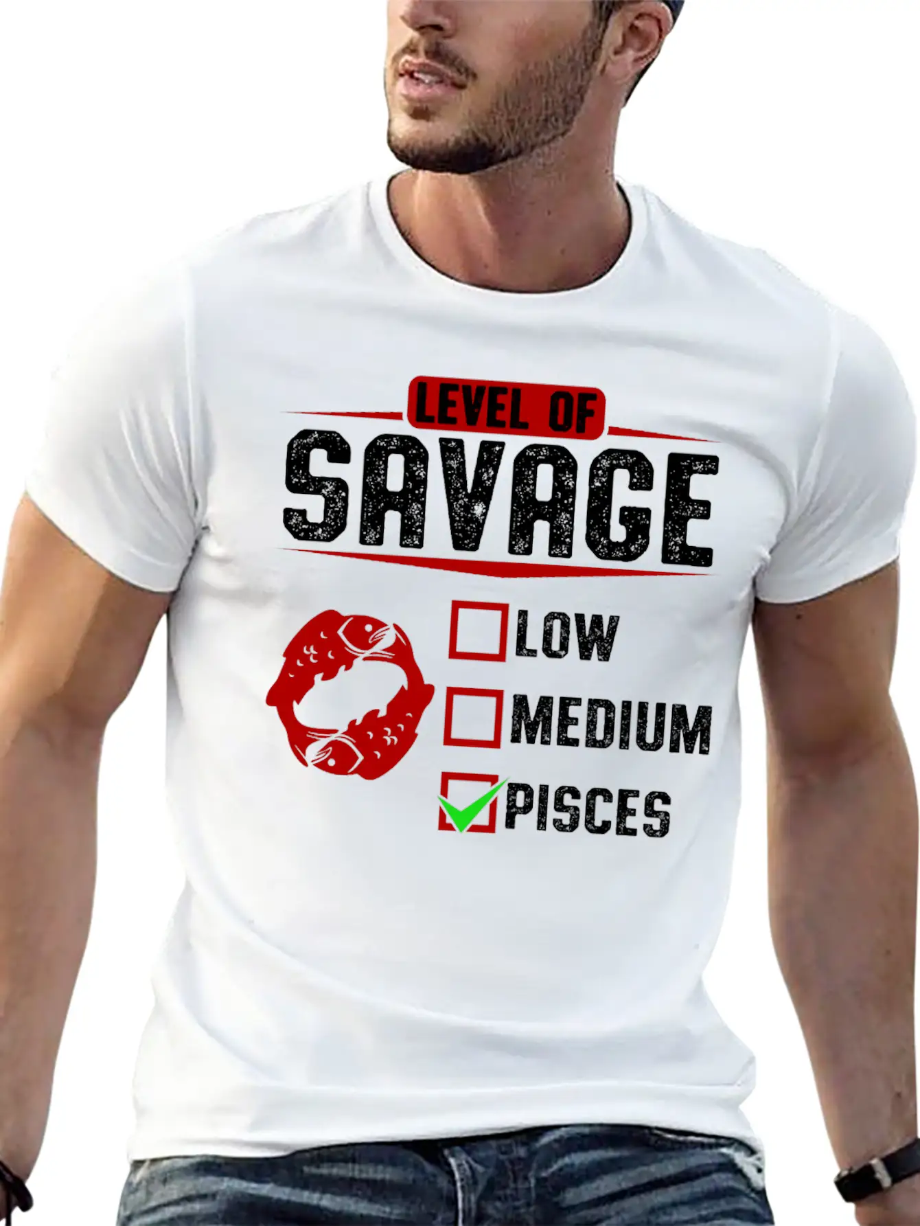 Level Of Savage Pisces Breathable Soft Cotton T-Shirt – Timeless Casual Look