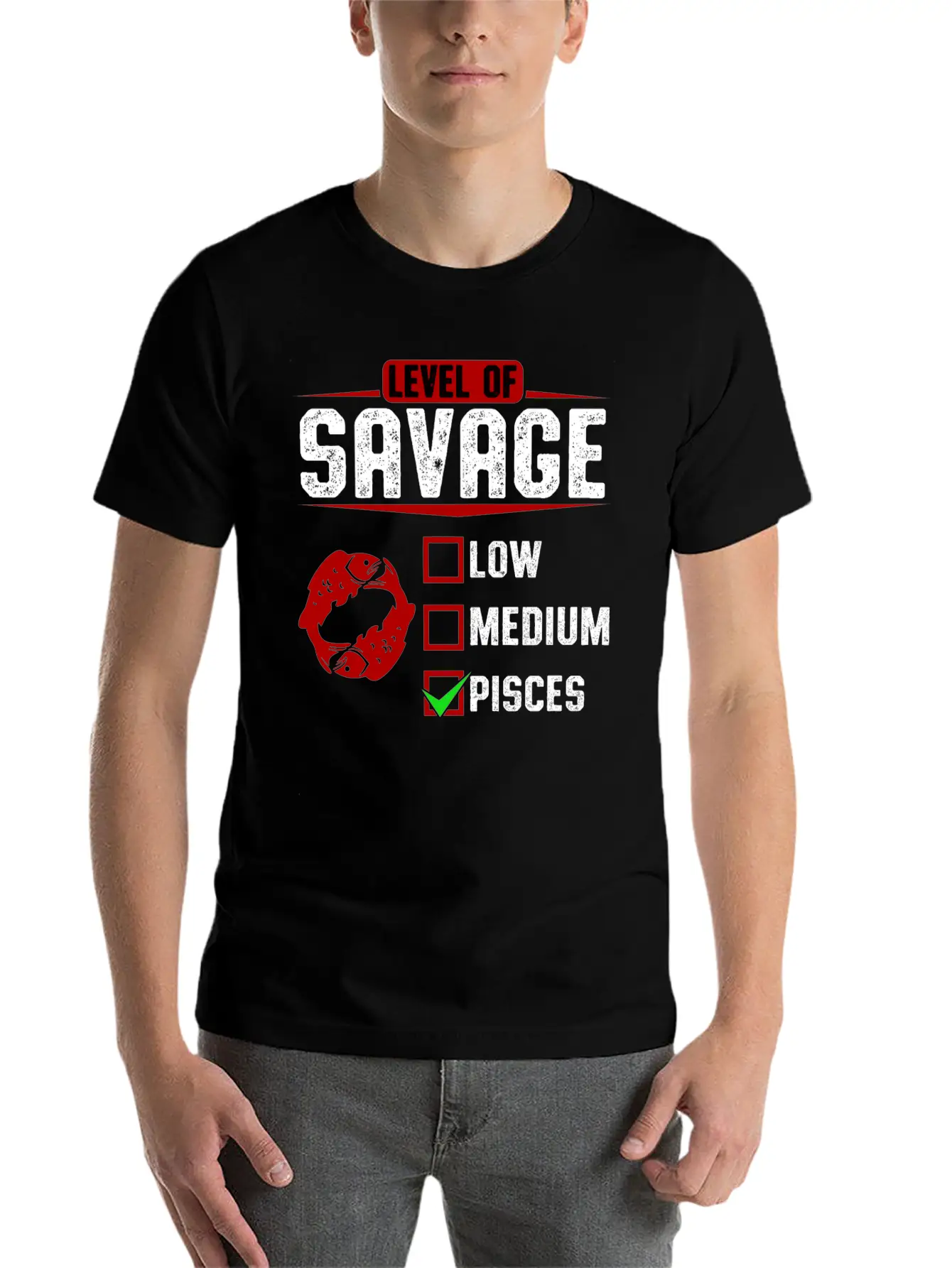 Level Of Savage Pisces Breathable Soft Cotton T-Shirt – Timeless Casual Look