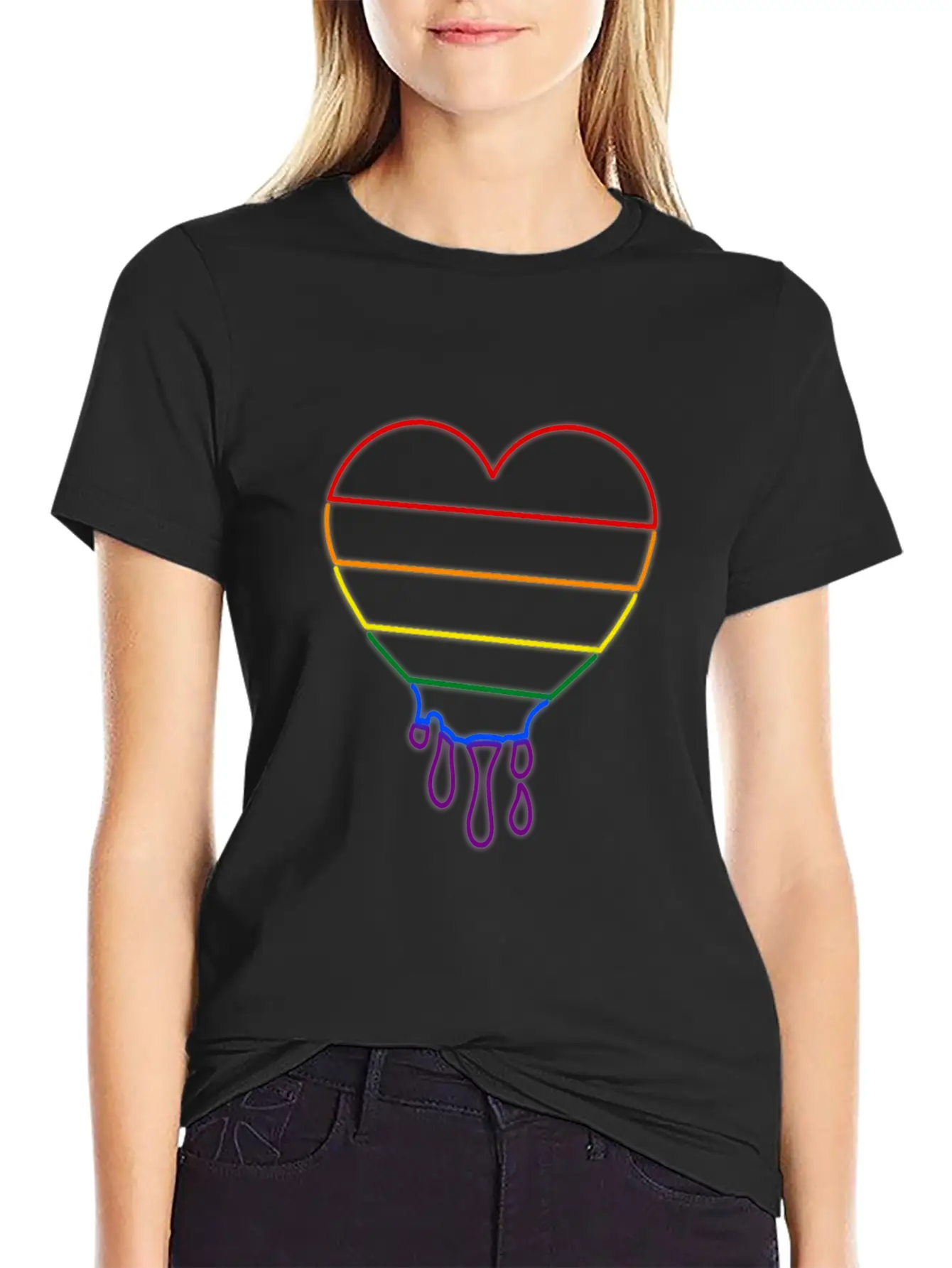 LGBT Neon Heart Unisex Casual T-Shirt – Clean Design For Daily Comfort