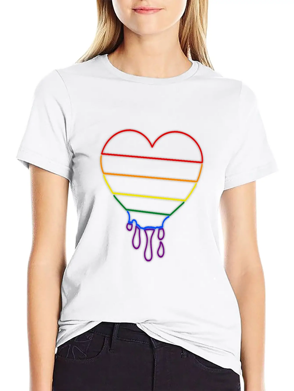 LGBT Neon Heart Unisex Casual T-Shirt – Clean Design For Daily Comfort