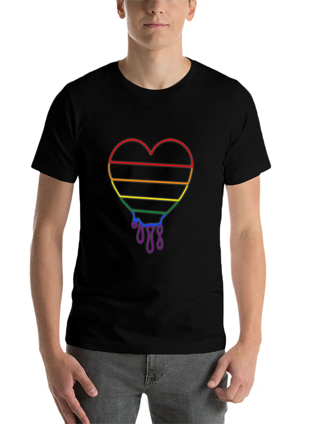 LGBT Neon Heart Unisex Casual T-Shirt – Clean Design For Daily Comfort