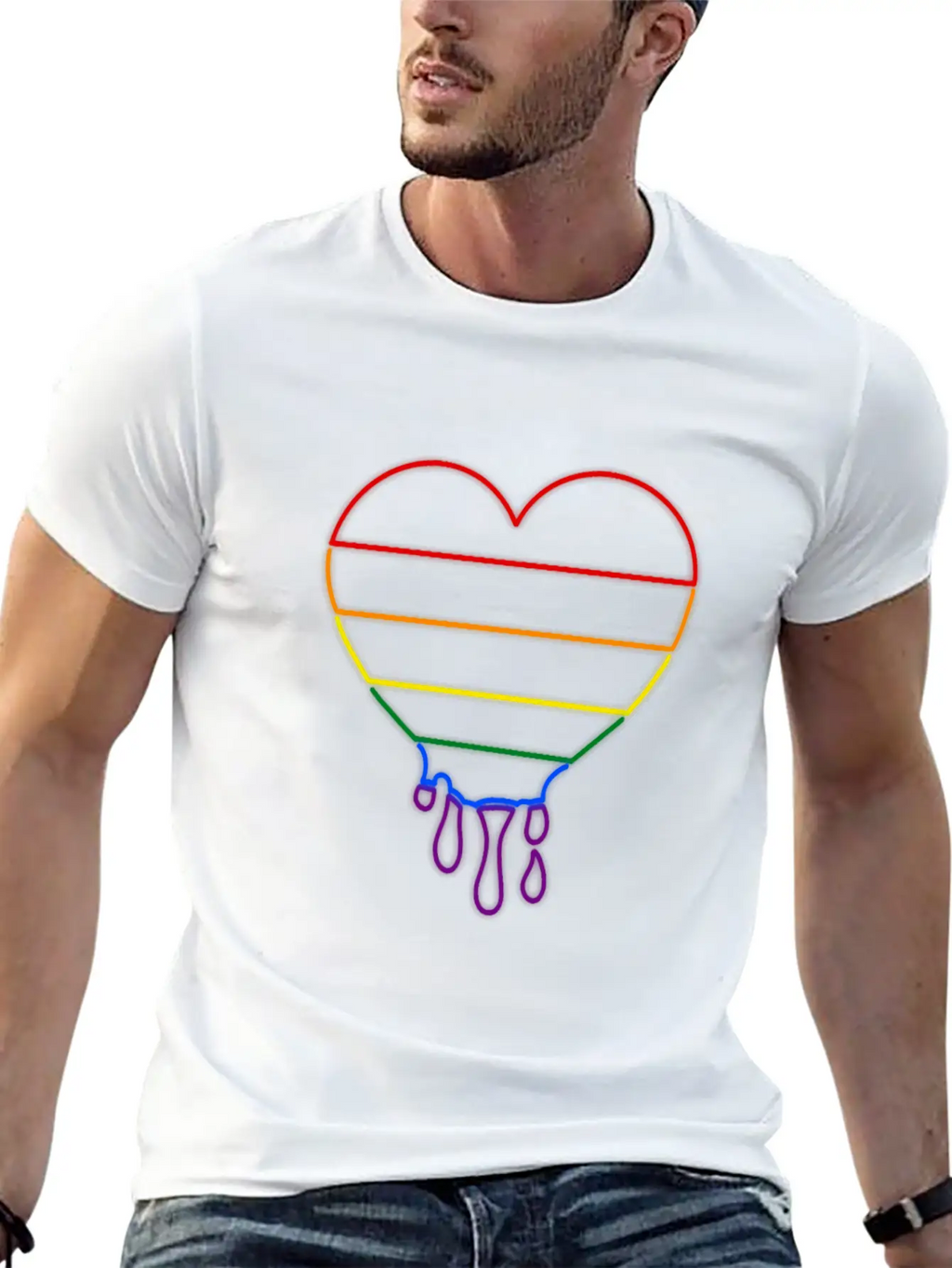 LGBT Neon Heart Unisex Casual T-Shirt – Clean Design For Daily Comfort