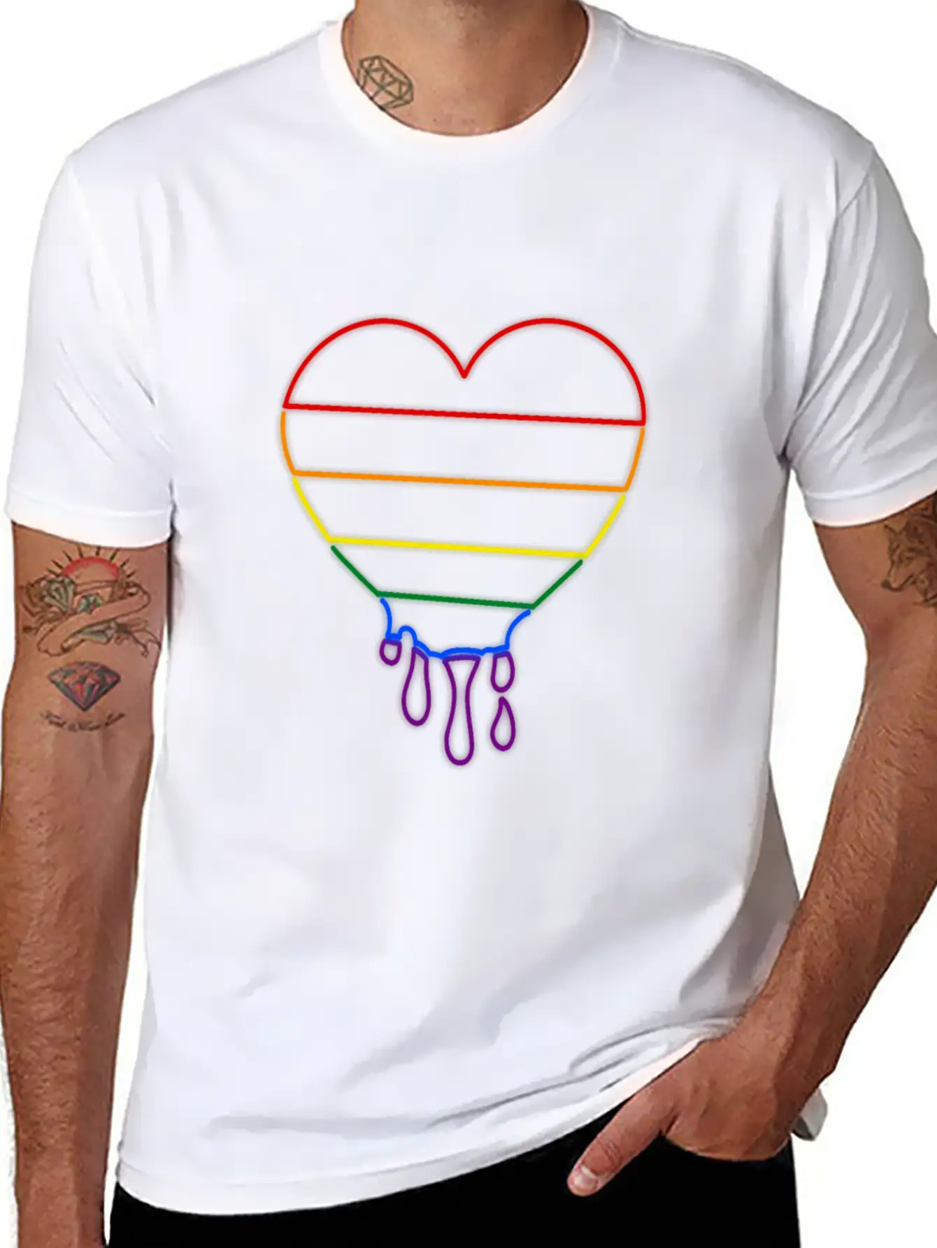 LGBT Neon Heart Unisex Casual T-Shirt – Clean Design For Daily Comfort
