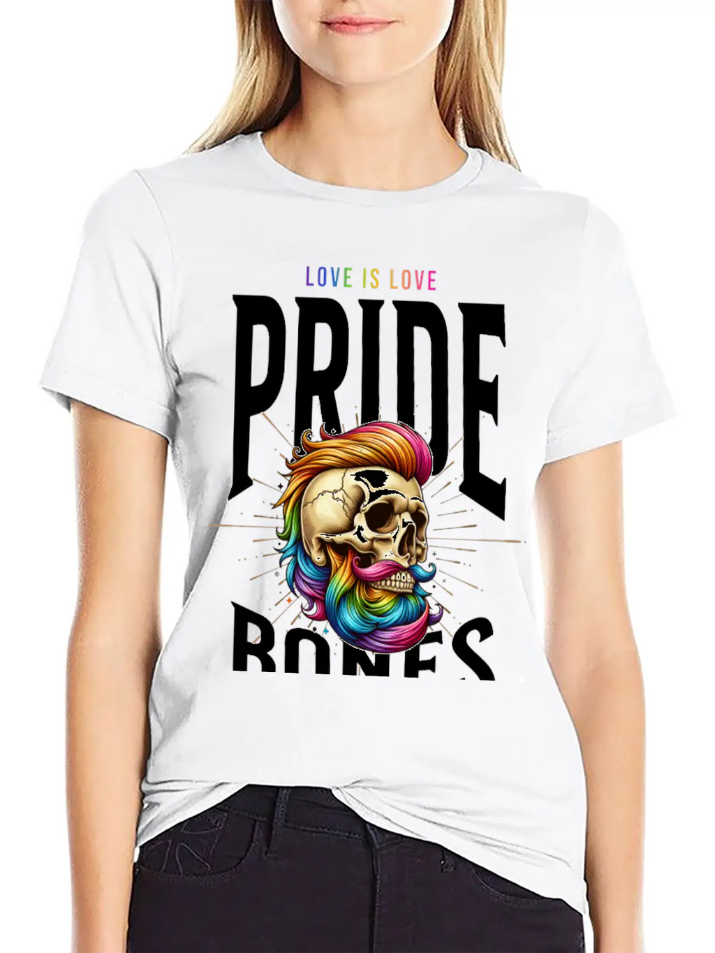 LGBTQ+ Pride Love Is Love Bones Collective Unisex Short Sleeve Soft Cotton T-Shirt – Casual Everyday Wear