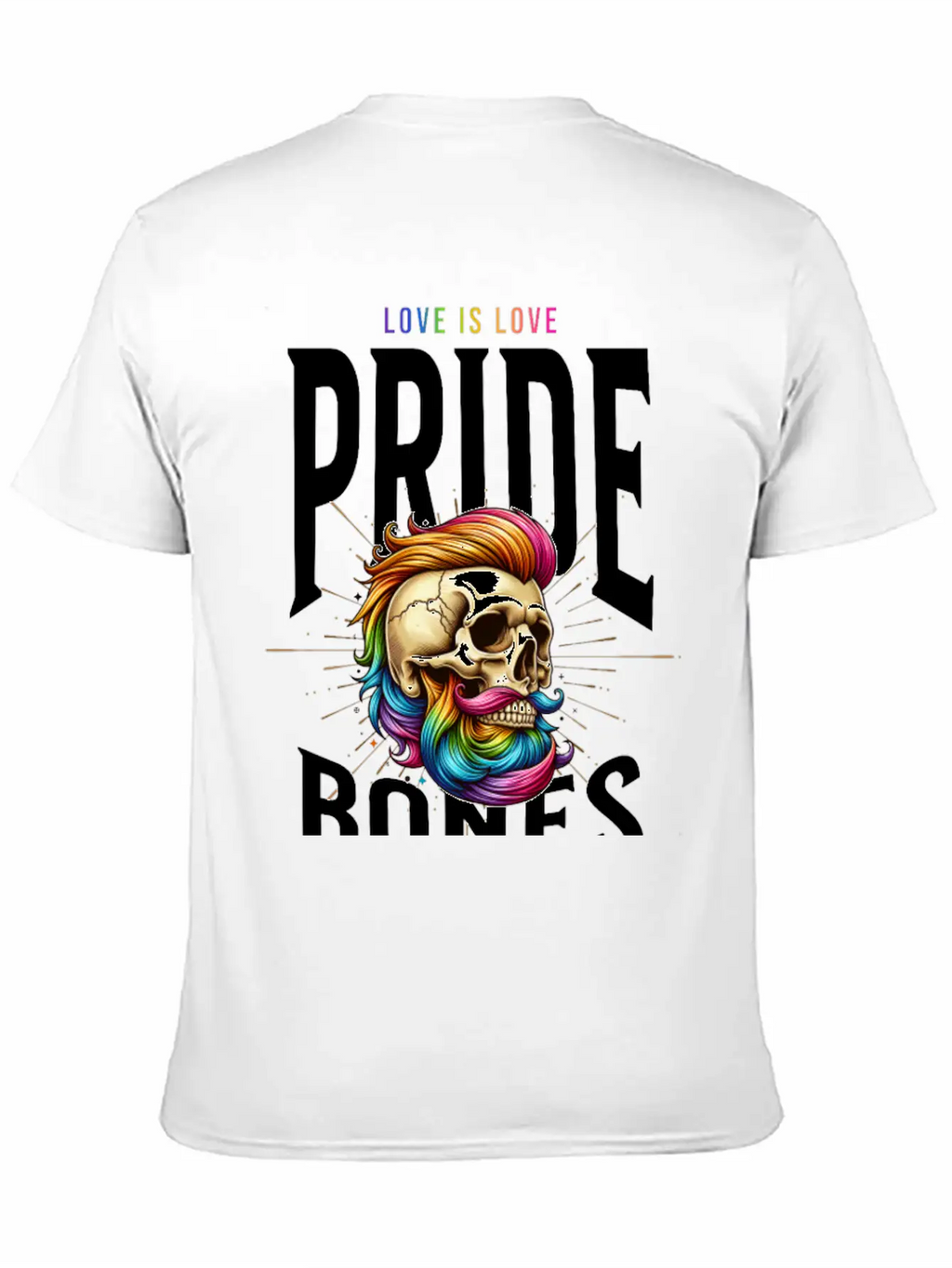 LGBTQ+ Pride Love Is Love Bones Collective Unisex Short Sleeve Soft Cotton T-Shirt – Casual Everyday Wear