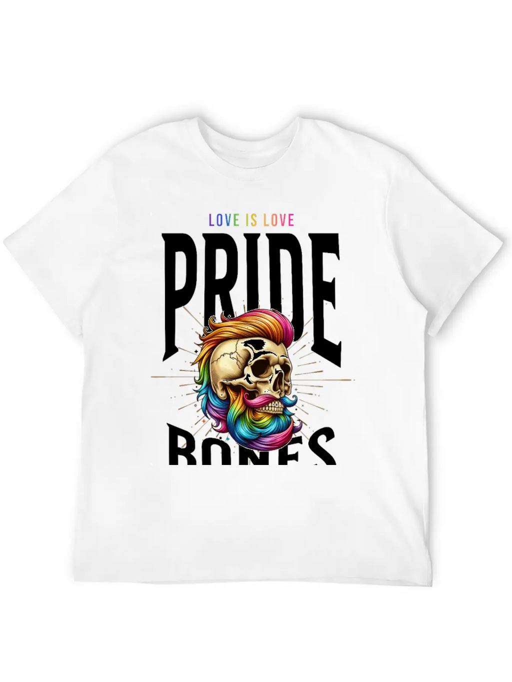LGBTQ+ Pride Love Is Love Bones Collective Unisex Short Sleeve Soft Cotton T-Shirt – Casual Everyday Wear