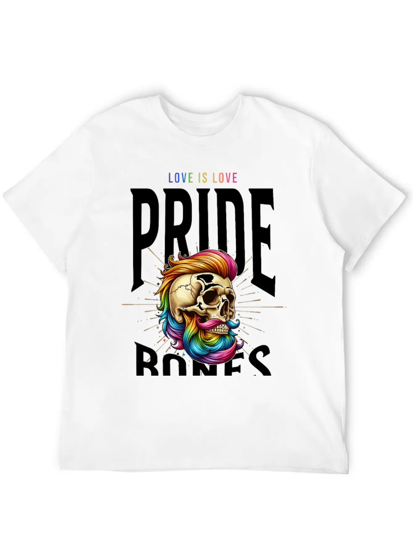 LGBTQ+ Pride Love Is Love Bones Collective Unisex Short Sleeve Soft Cotton T-Shirt – Casual Everyday Wear