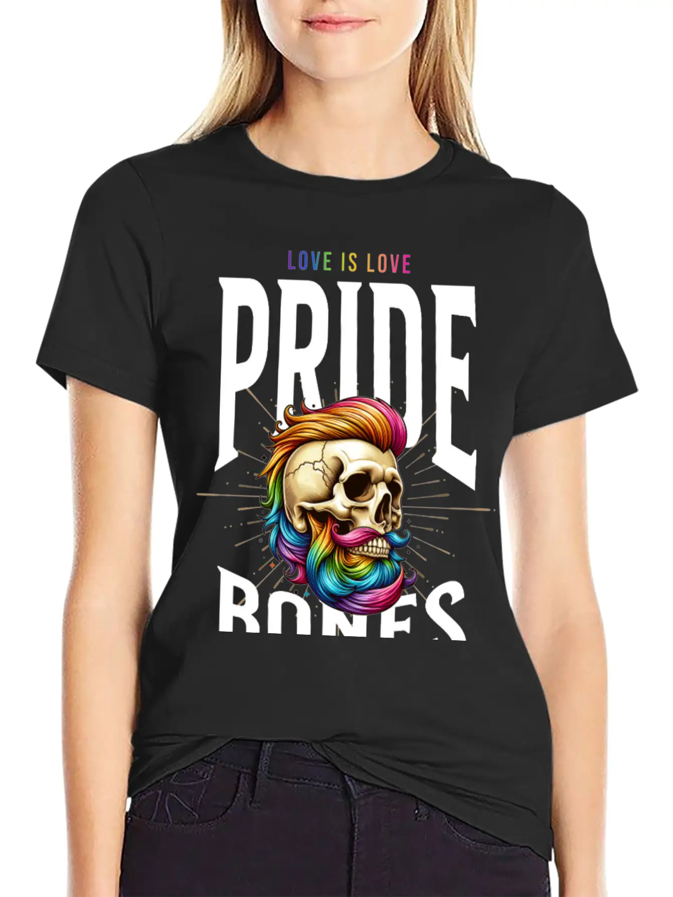 LGBTQ+ Pride Love Is Love Bones Collective Unisex Short Sleeve Soft Cotton T-Shirt – Casual Everyday Wear