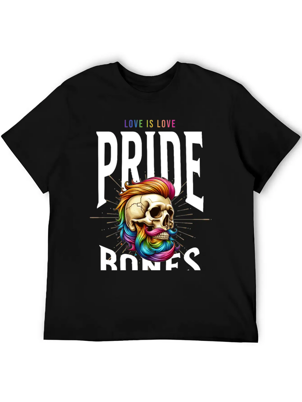 LGBTQ+ Pride Love Is Love Bones Collective Unisex Short Sleeve Soft Cotton T-Shirt – Casual Everyday Wear