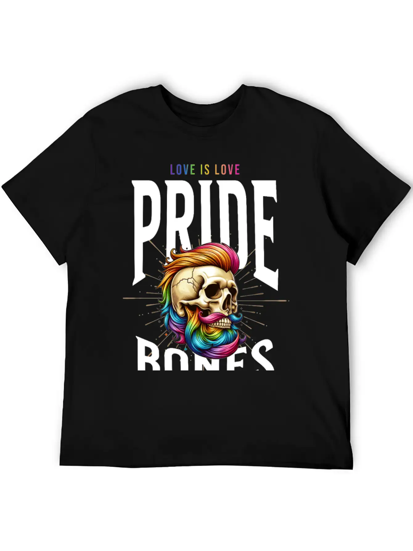 LGBTQ+ Pride Love Is Love Bones Collective Unisex Short Sleeve Soft Cotton T-Shirt – Casual Everyday Wear
