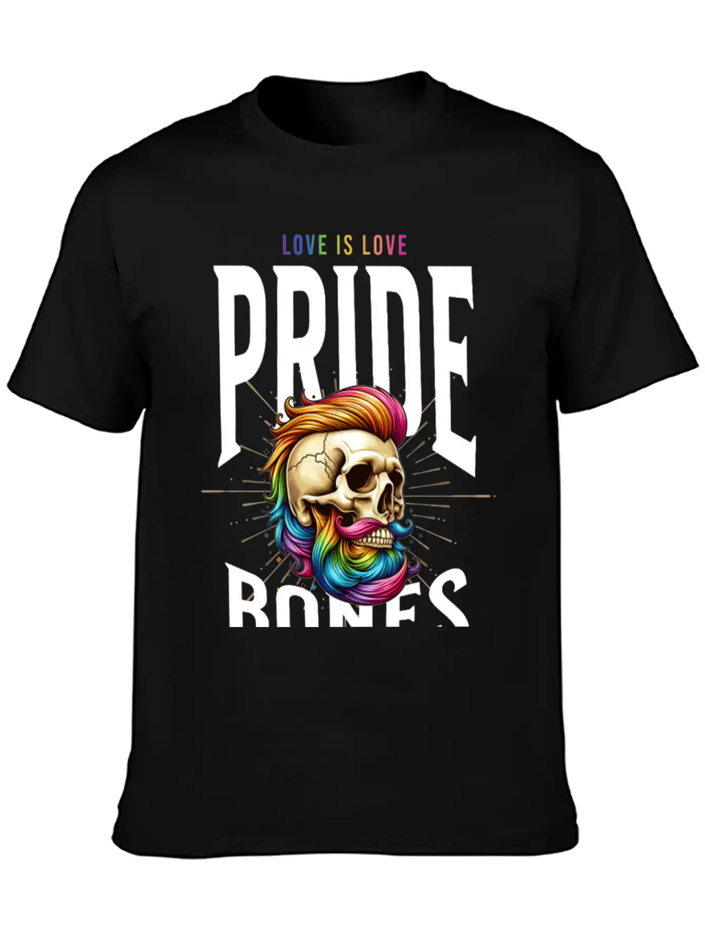 LGBTQ+ Pride Love Is Love Bones Collective Unisex Short Sleeve Soft Cotton T-Shirt – Casual Everyday Wear